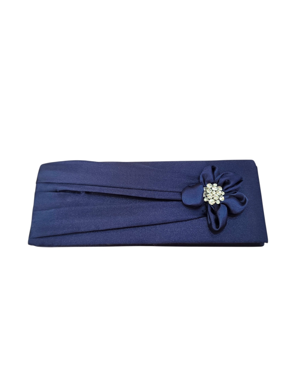 Gunne Sax Elegant Navy Evening Clutch Bag with Floral Crystal Accent